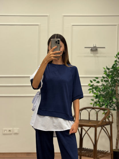 Tunik Pantolon Lacivert İkili Takım