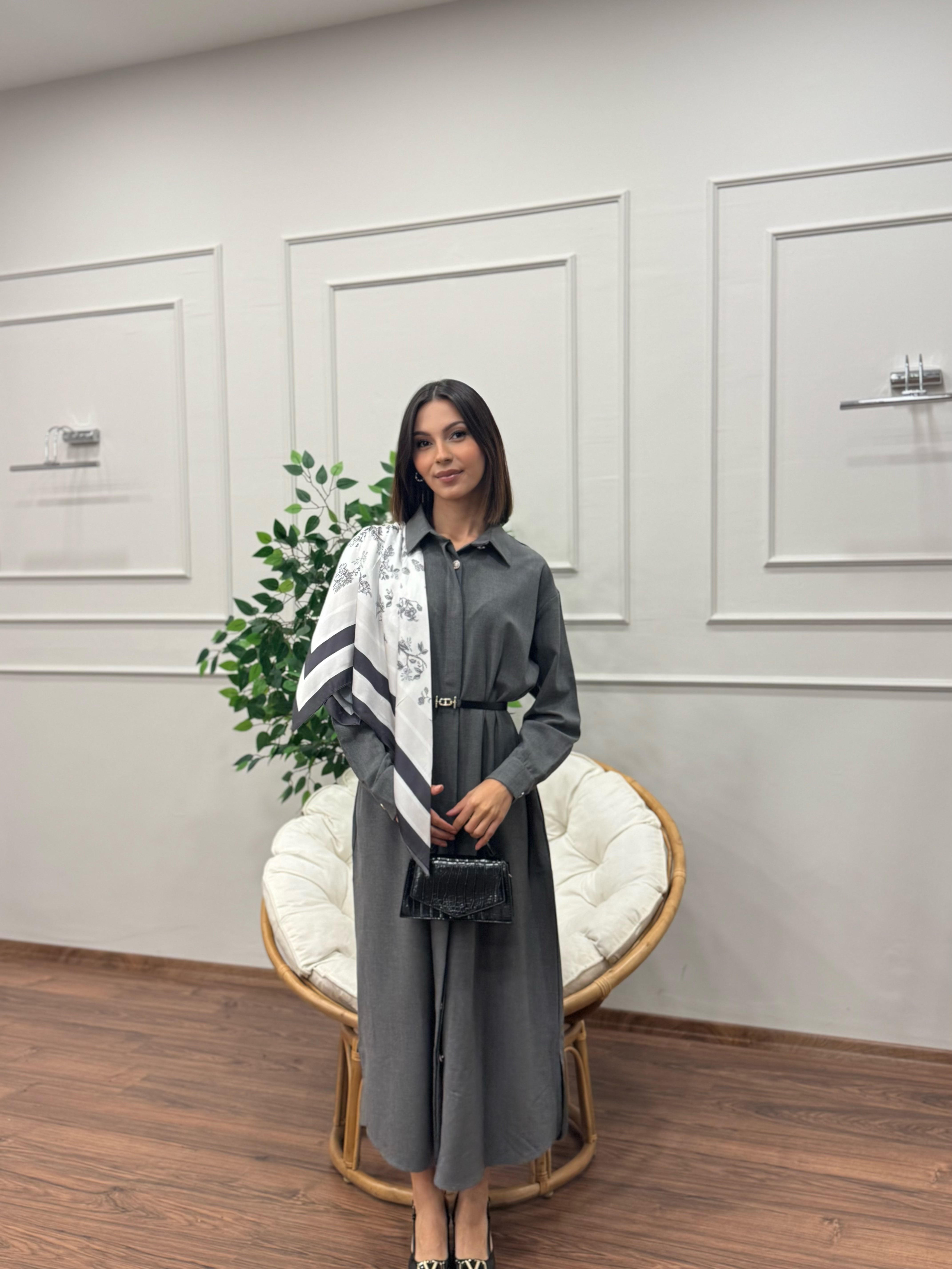 Ola Tasarım Kemerli Elbise