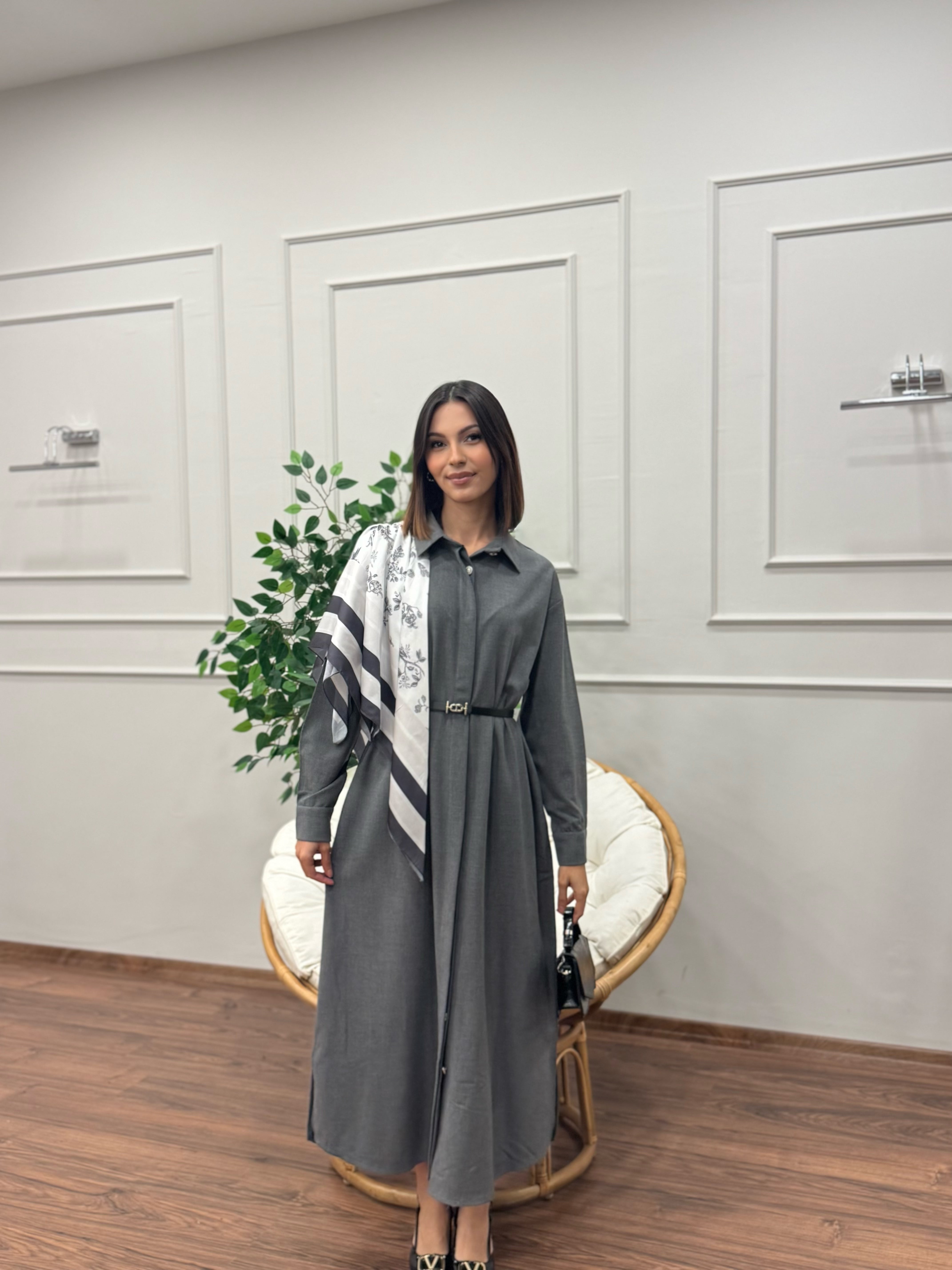 Ola Tasarım Kemerli Elbise