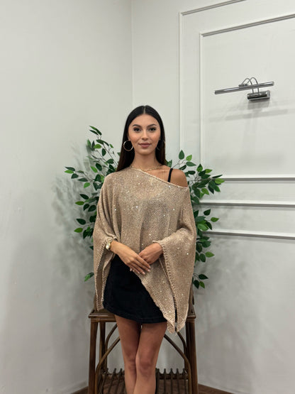 Mira Pullu Triko Bej Pelerin