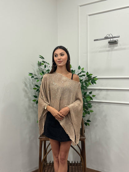 Mira Pullu Triko Bej Pelerin