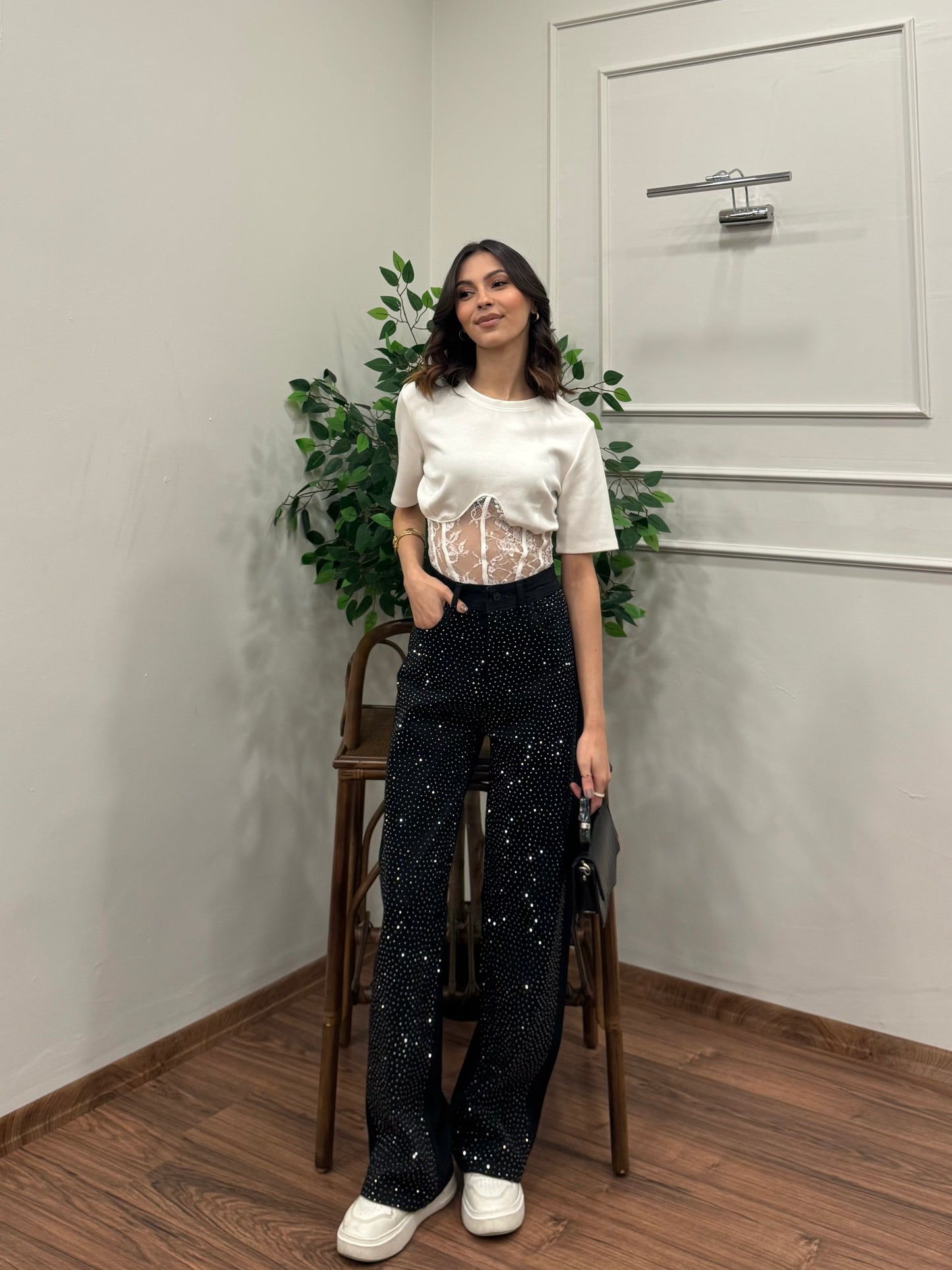 Premium Sıkı Taşlı Siyah Jean