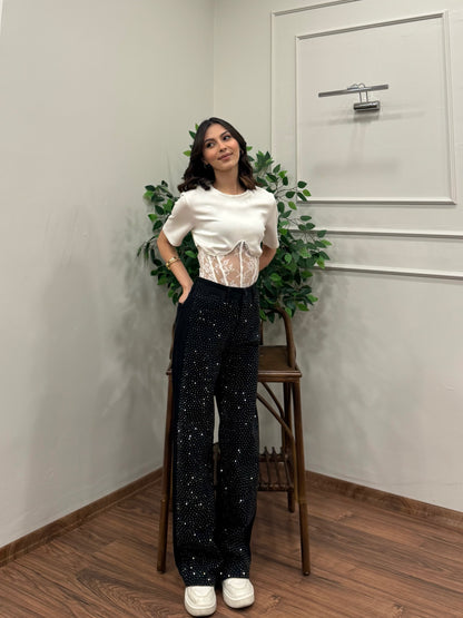 Premium Sıkı Taşlı Siyah Jean