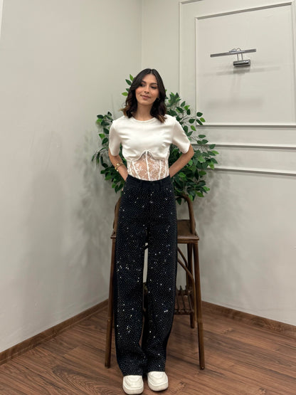Premium Sıkı Taşlı Siyah Jean