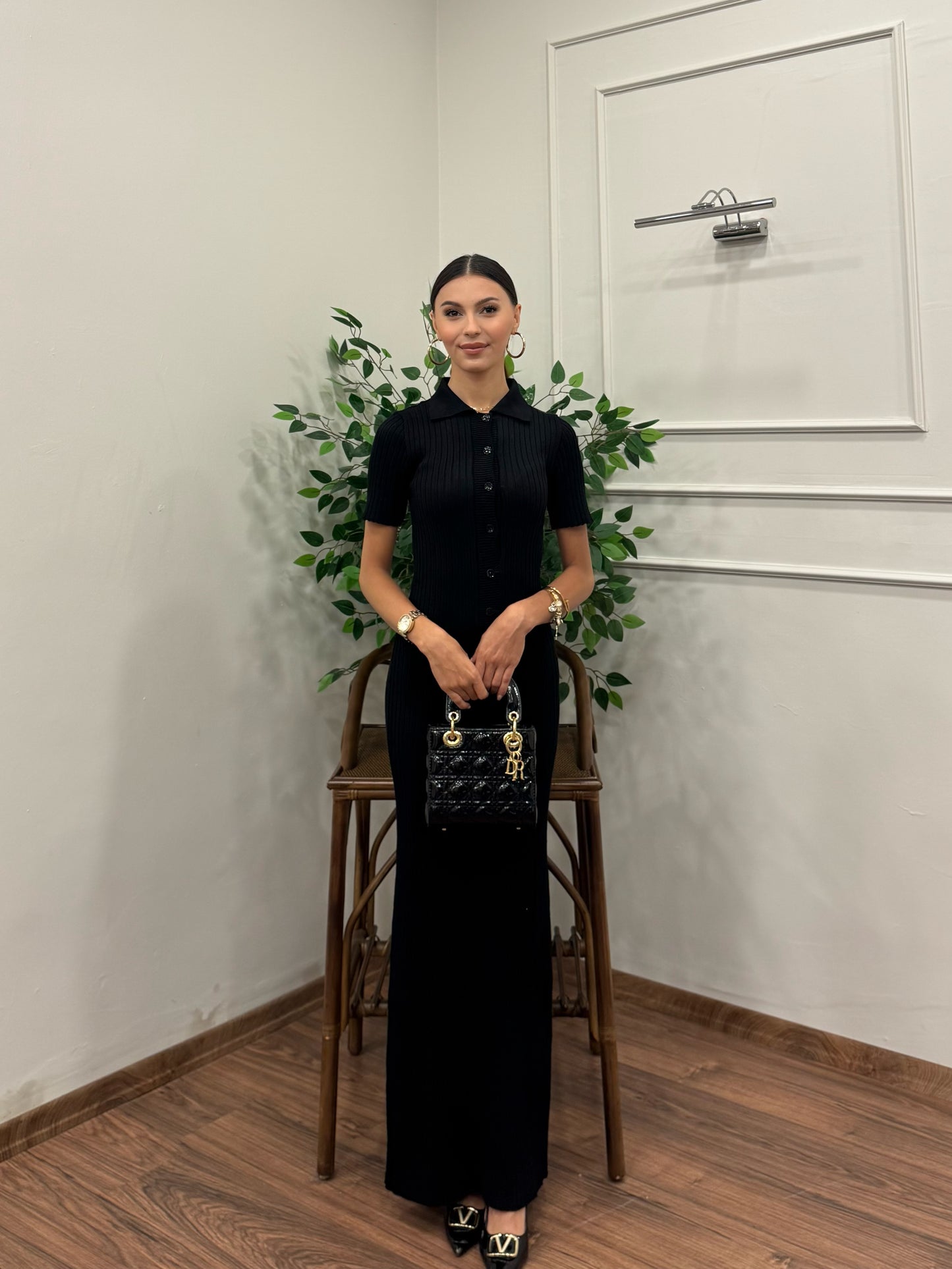 Aylis Siyah Triko Elbise