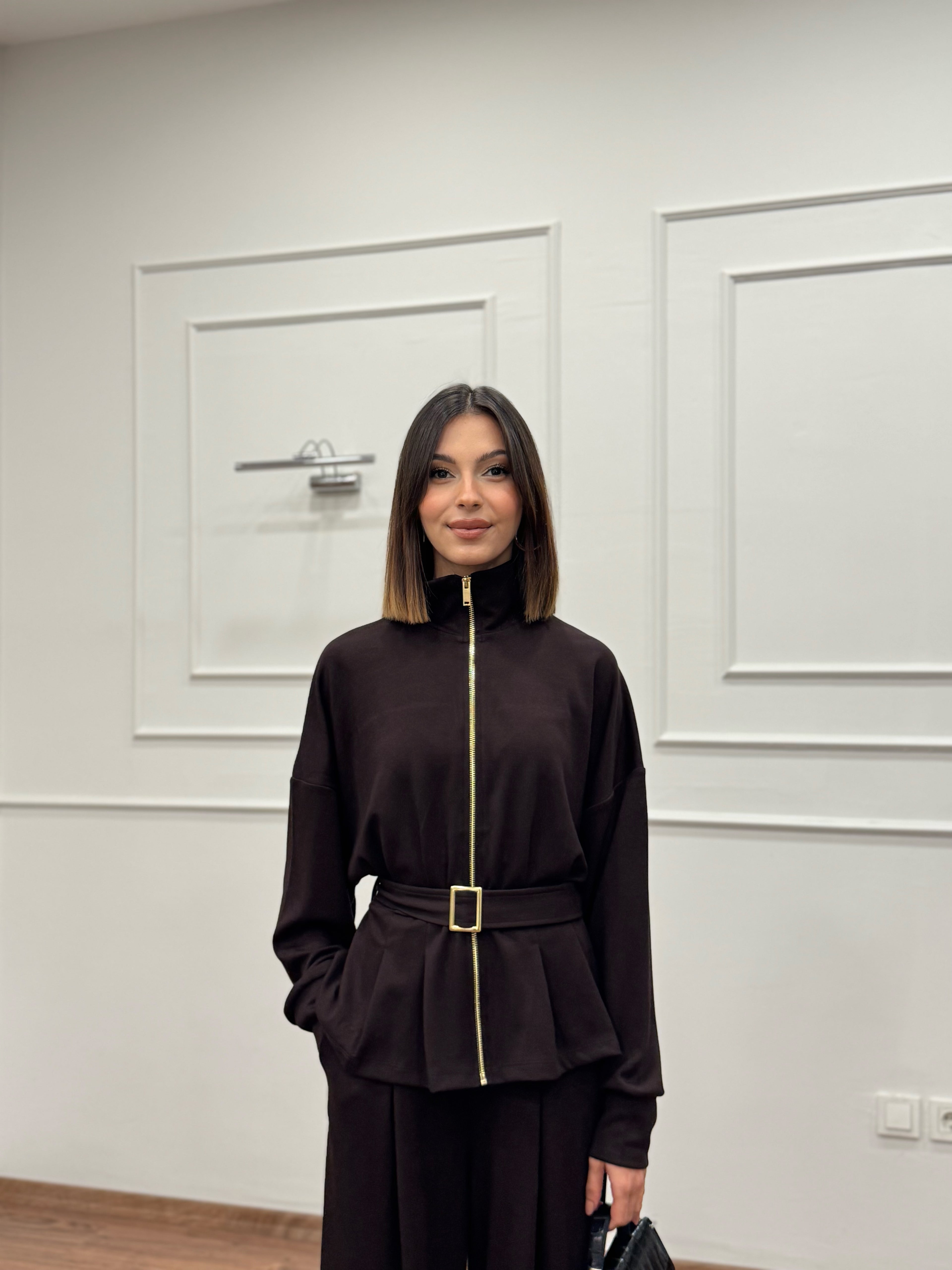 Alya Kahverengi Ceket Pantolon Takım
