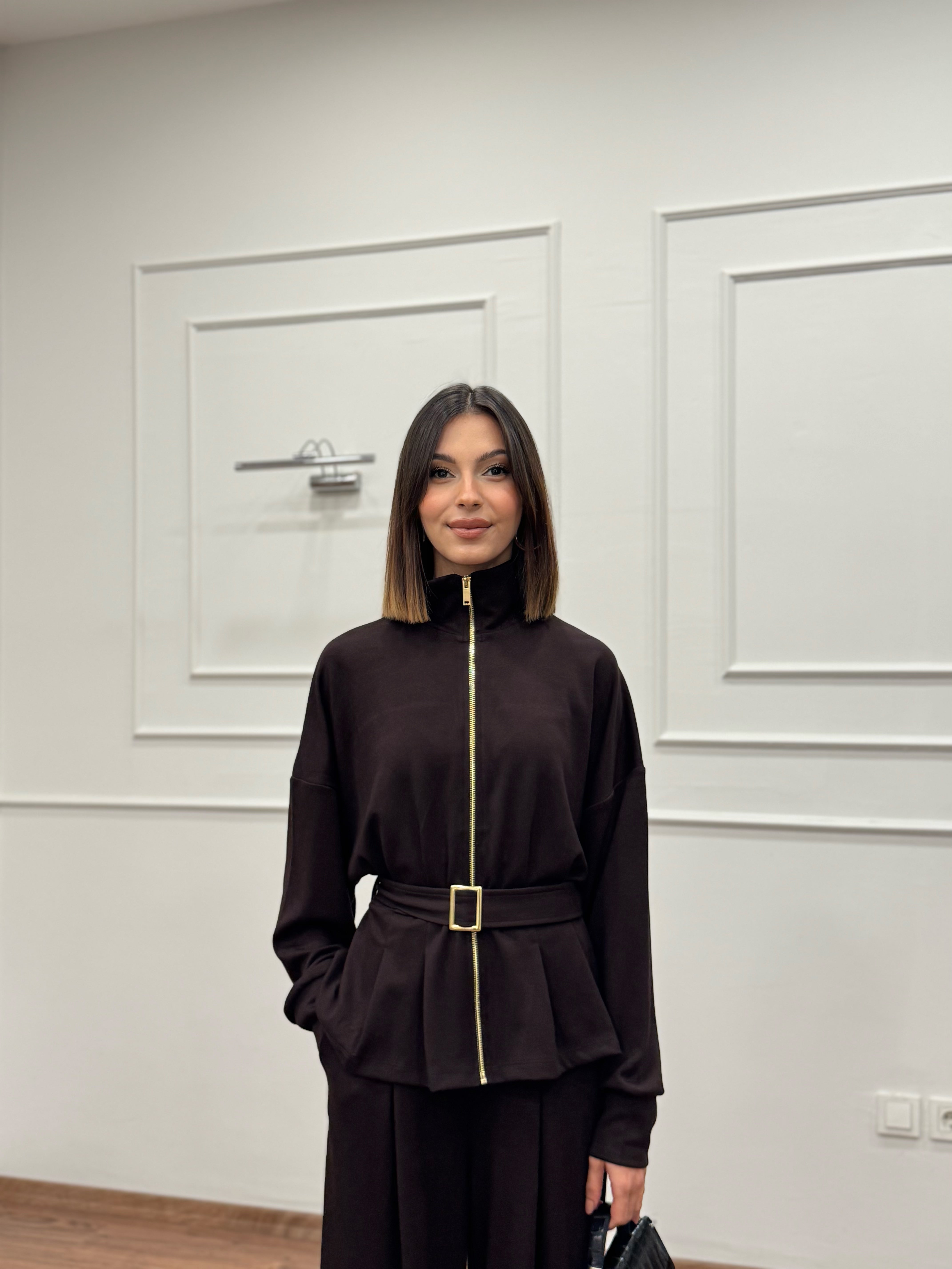 Alya Kahverengi Ceket Pantolon Takım