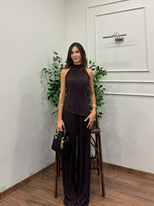 Evora Bluz Pantolon Kahverengi Pilise Takım