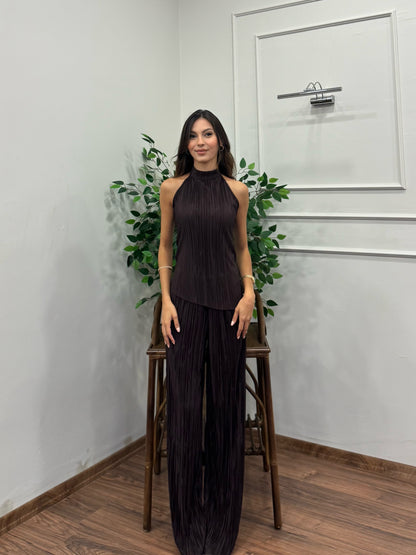 Evora Bluz Pantolon Kahverengi Pilise Takım