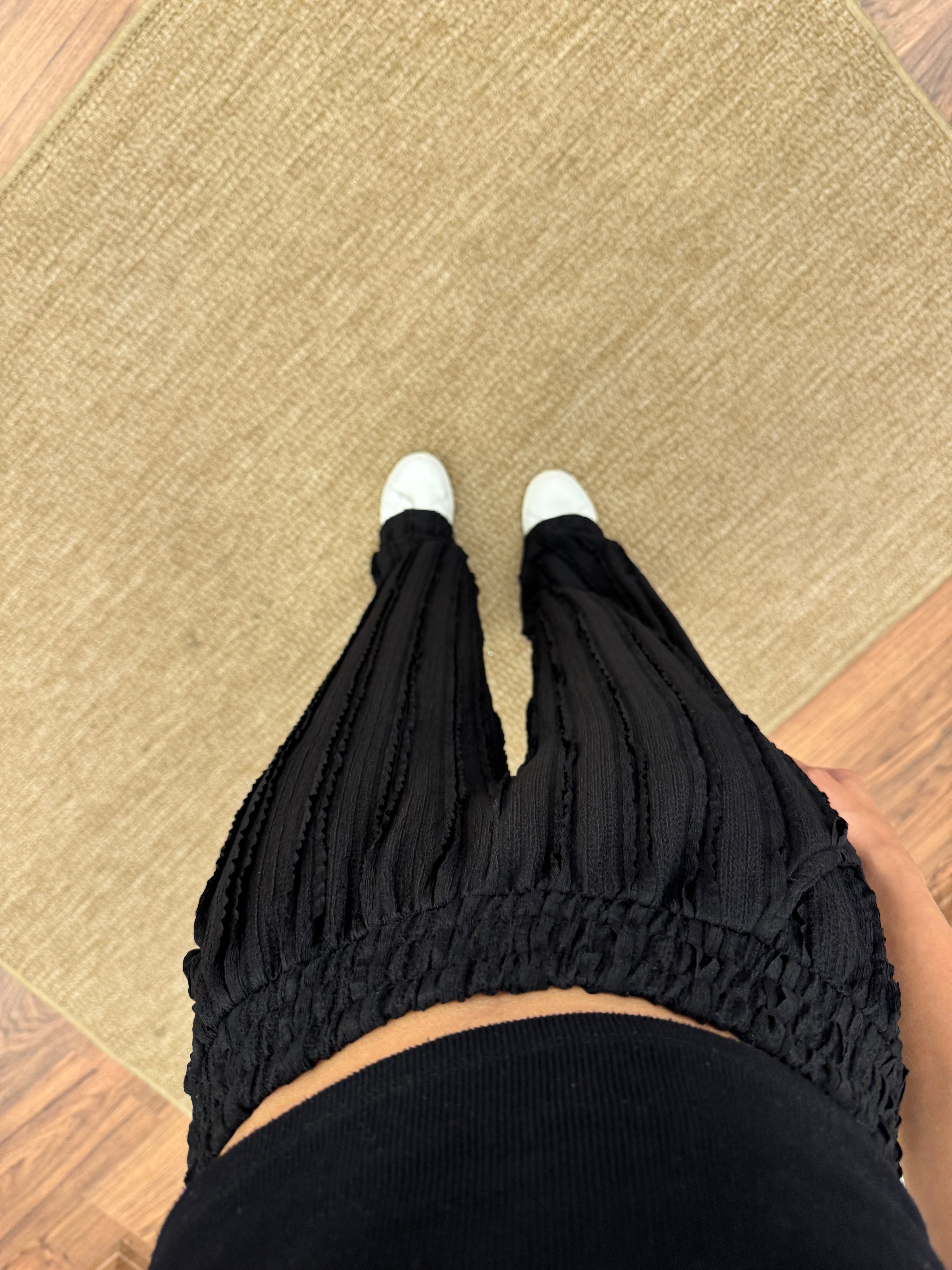 Gagari Kumaş Geniş Kesim Siyah Pantolon