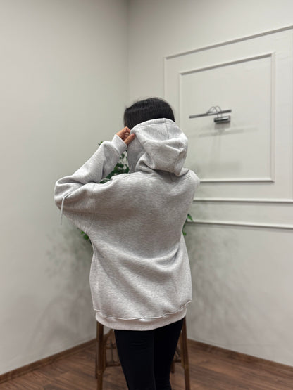 Lisa Kapüşonlu Gri Hoodie