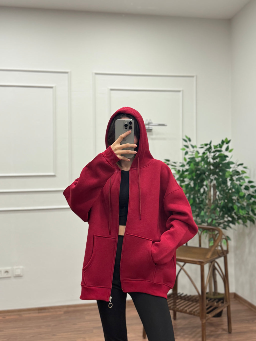Lisa Kapüşonlu Bordo Hoodie