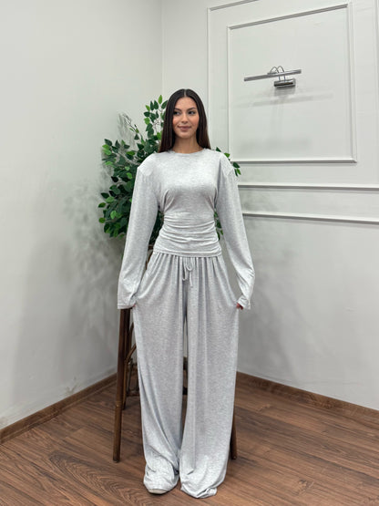 Amélie Viskon Vatkalı Bel Ayarlanabilir Gri İkili Takım