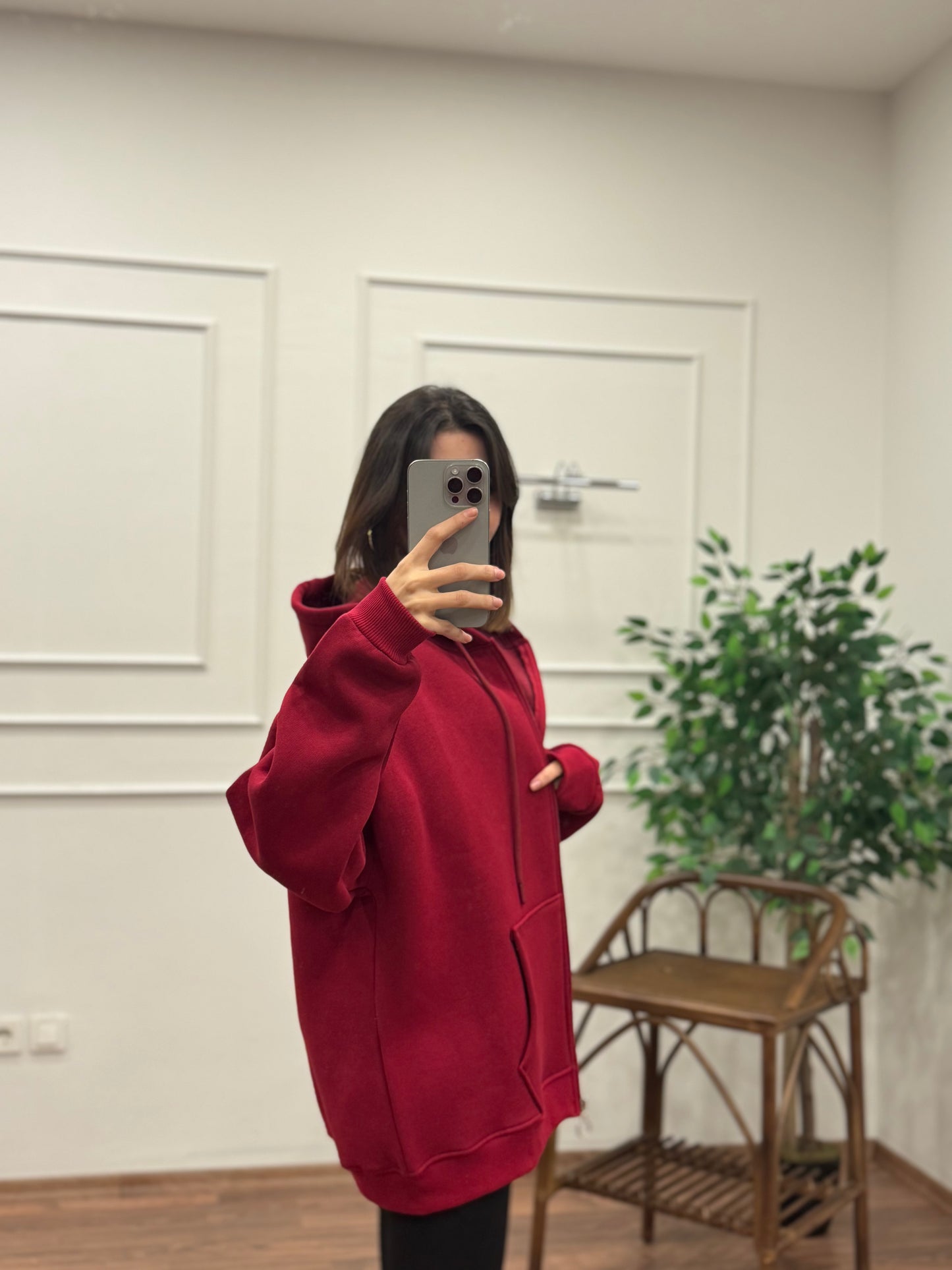 Lisa Kapüşonlu Bordo Hoodie