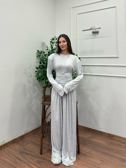 Amélie Viskon Vatkalı Bel Ayarlanabilir Gri İkili Takım