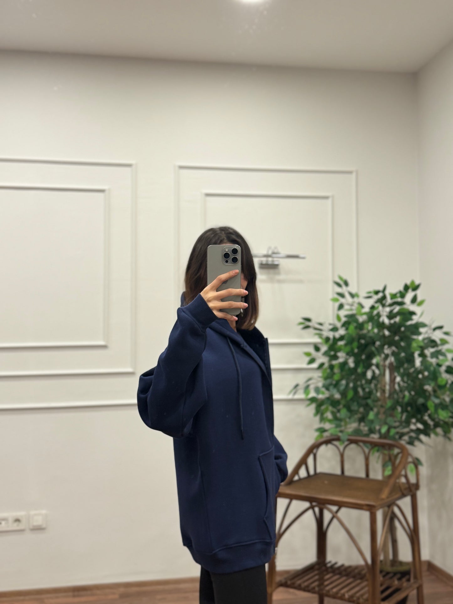 Lisa Kapüşonlu Lacivert Hoodie
