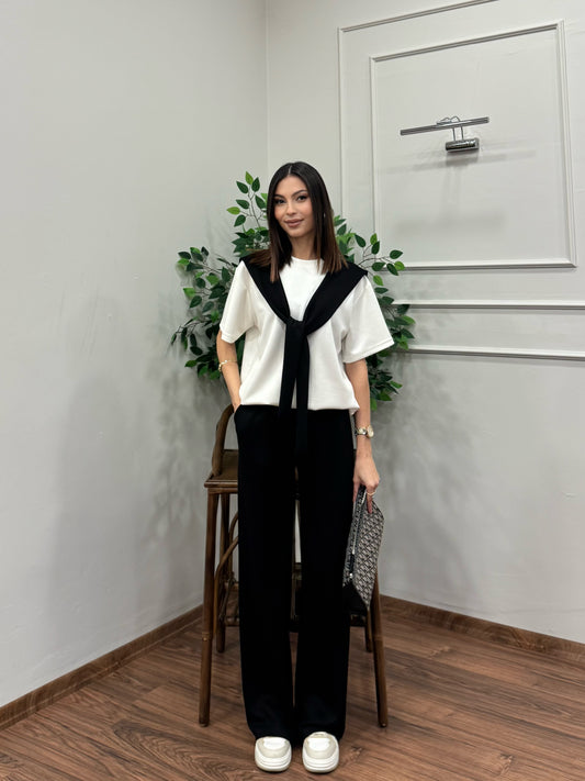 Verona Şal Bağlama Detay Siyah Takım