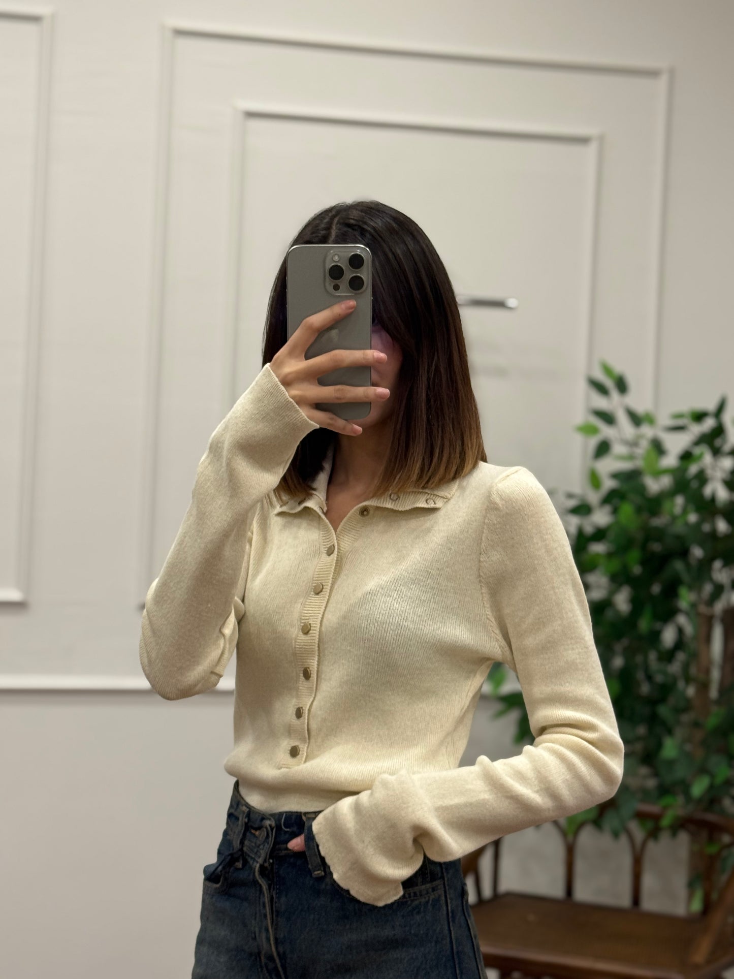 Cozy Triko Ekru Bluz