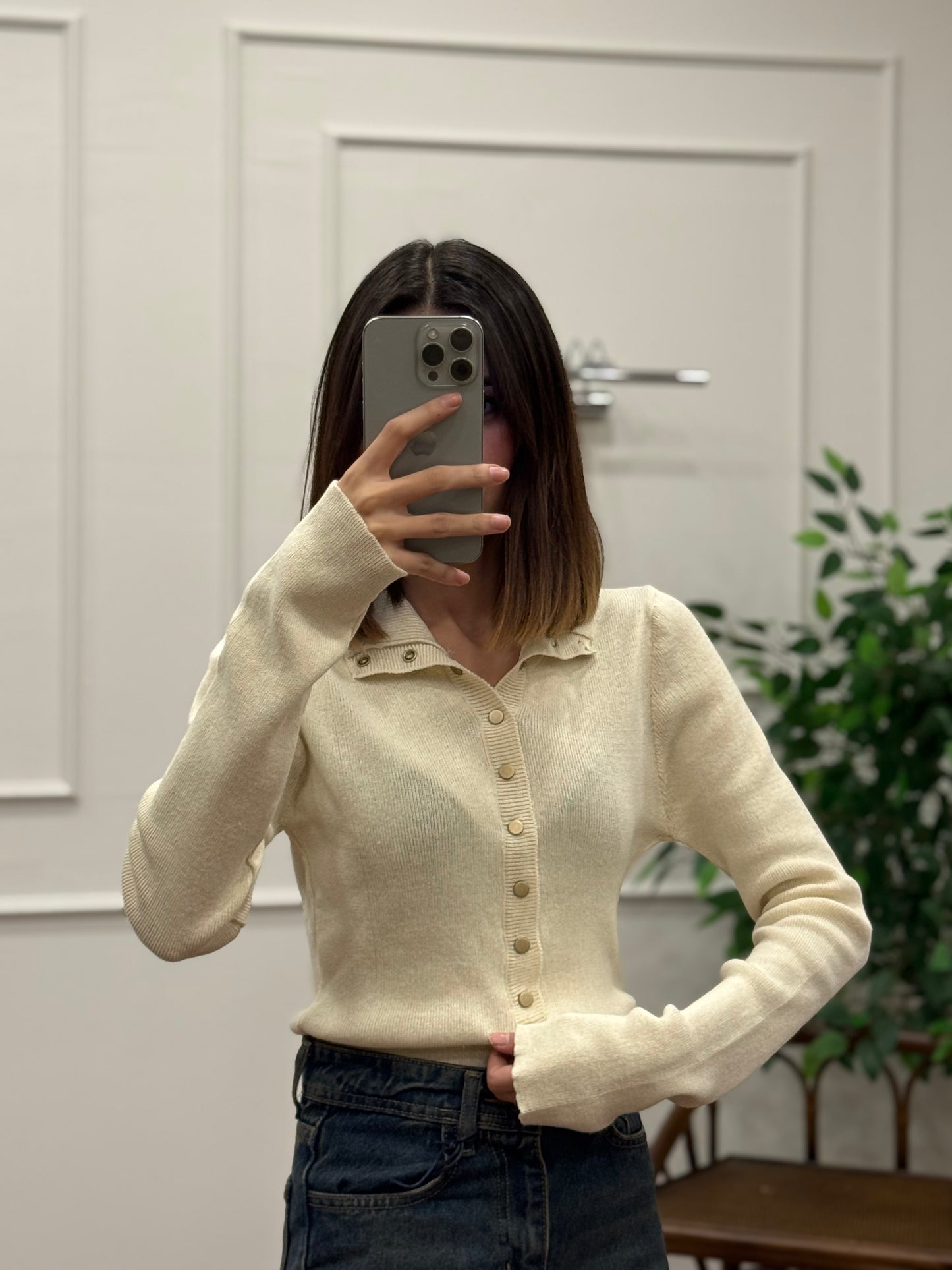 Cozy Triko Ekru Bluz