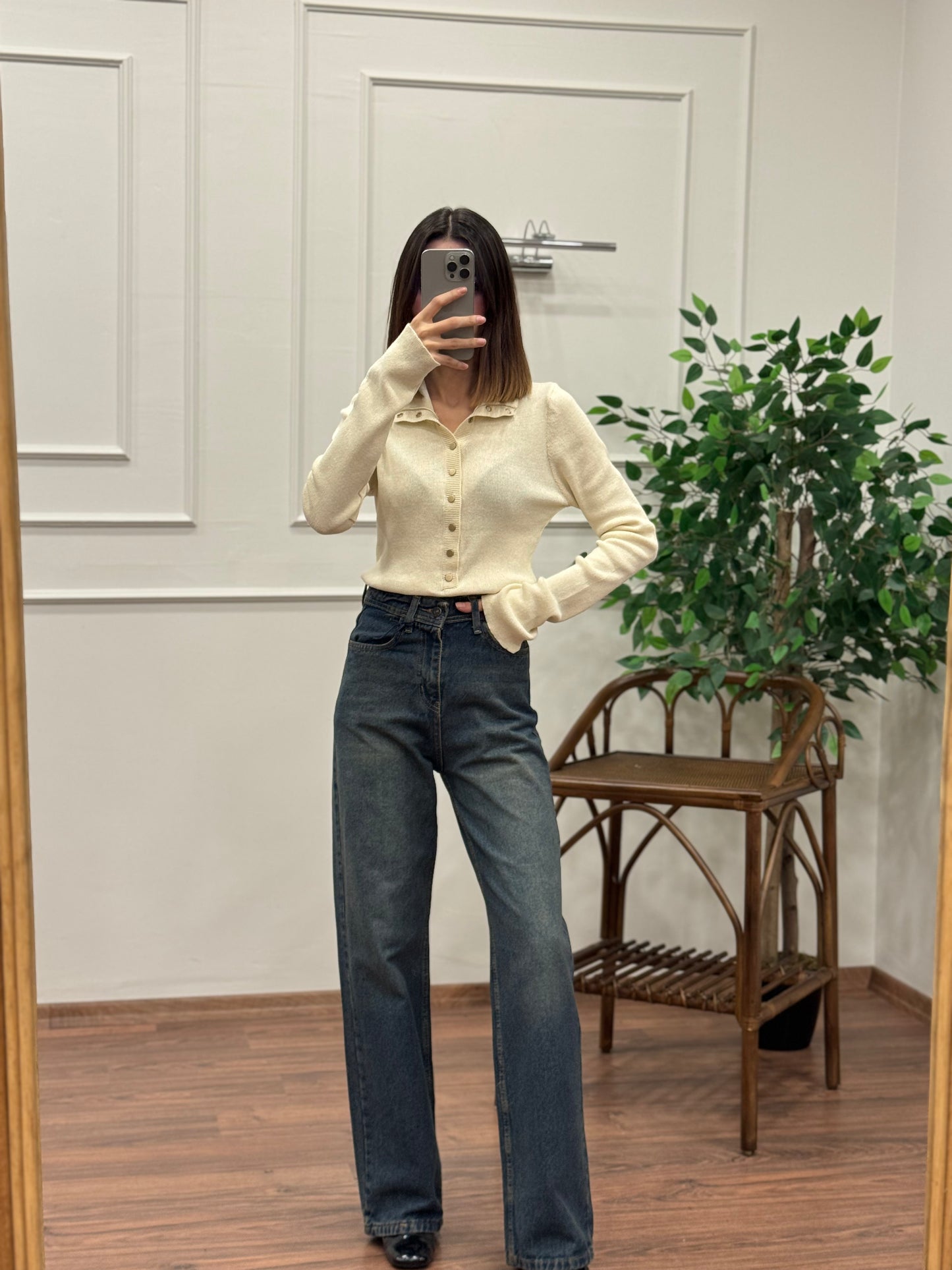 Wide Leg Kahve Yıkamalı Jean