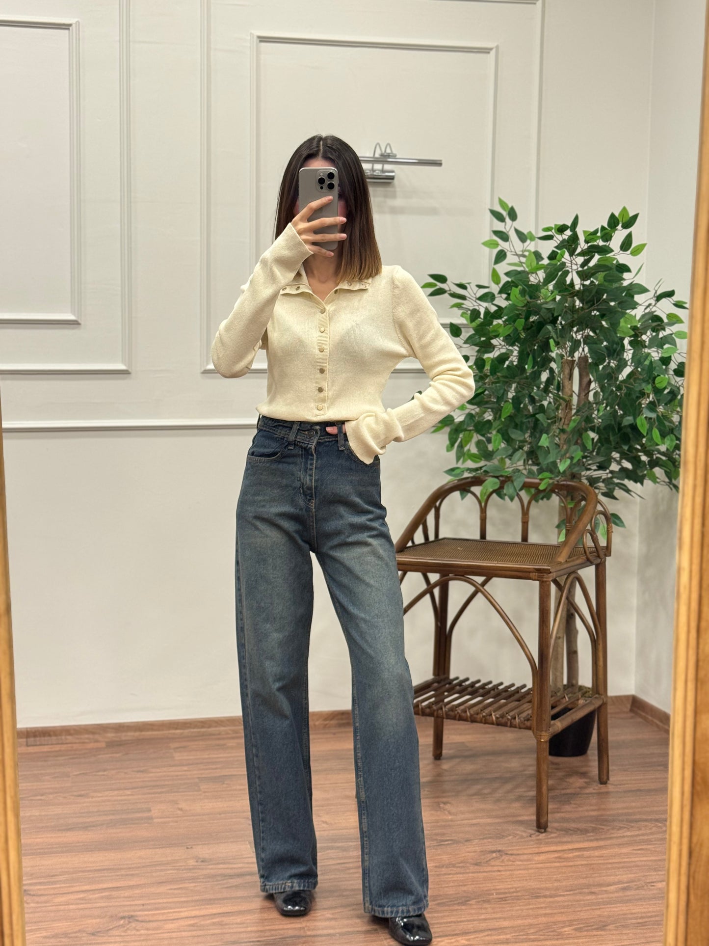 Wide Leg Kahve Yıkamalı Jean