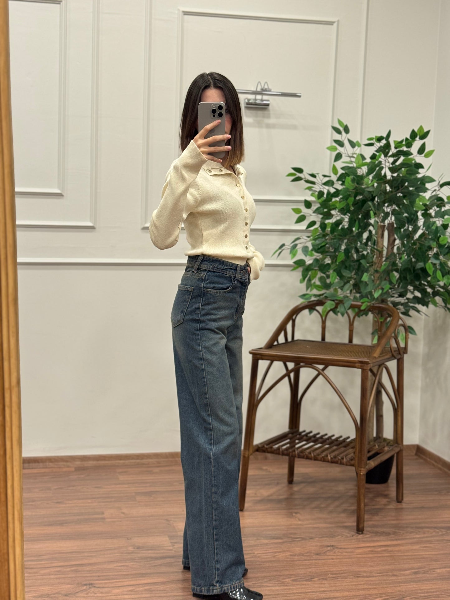 Wide Leg Kahve Yıkamalı Jean