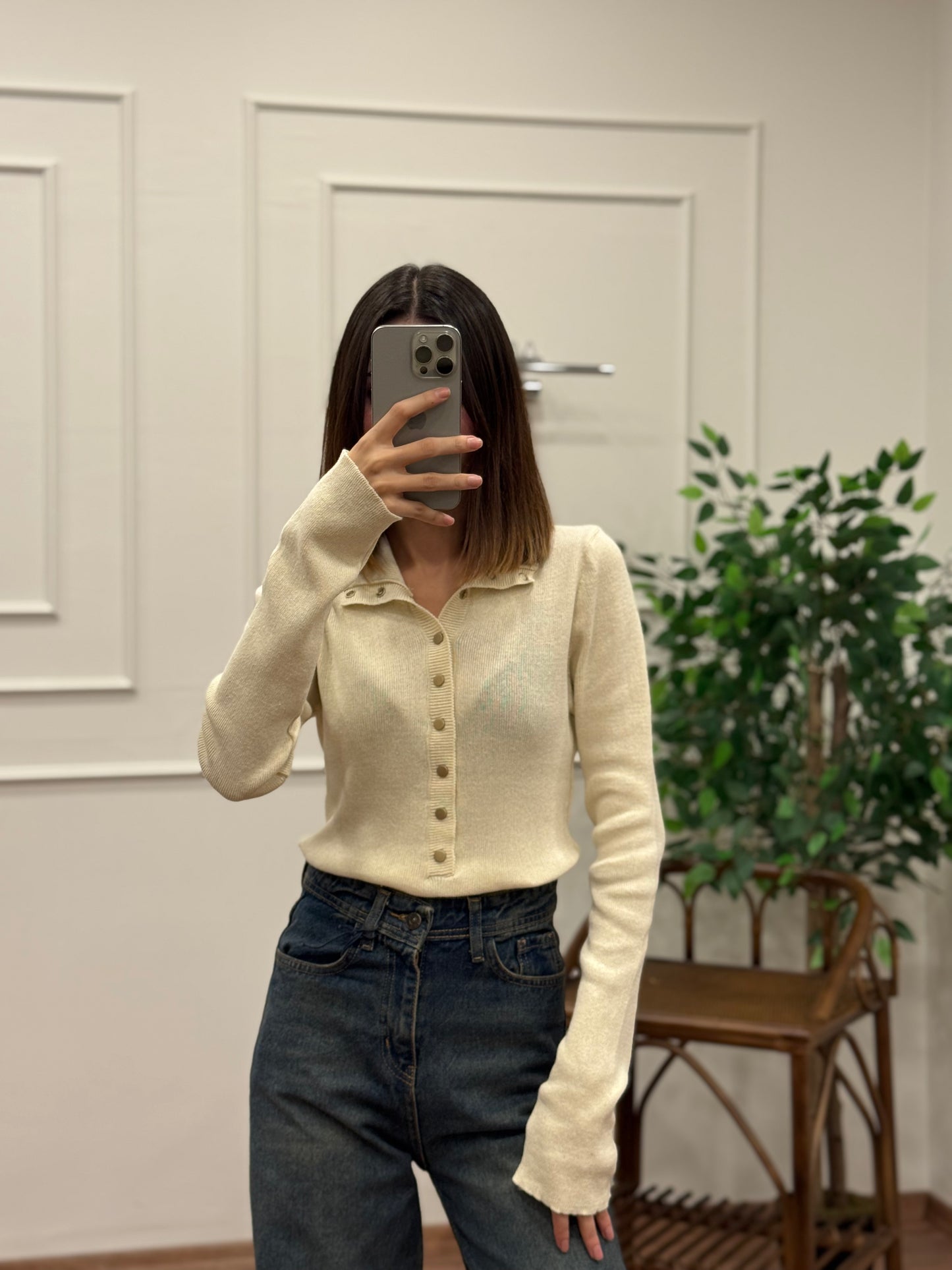Cozy Triko Ekru Bluz
