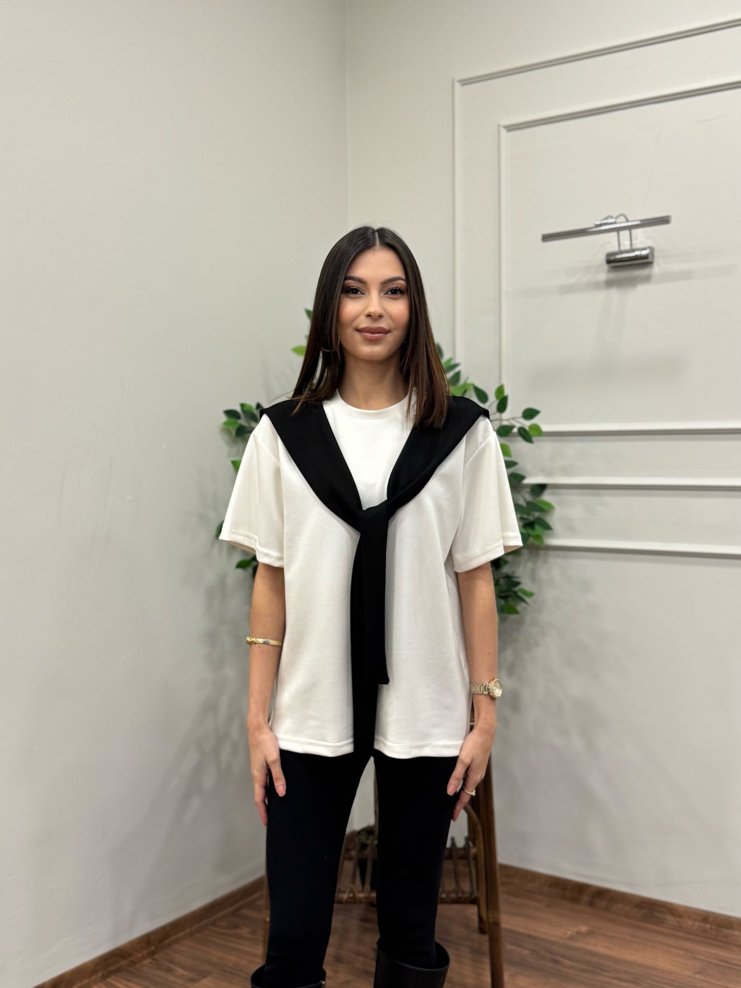 Tie Twst Model Bağlama Detay Siyah Bluz