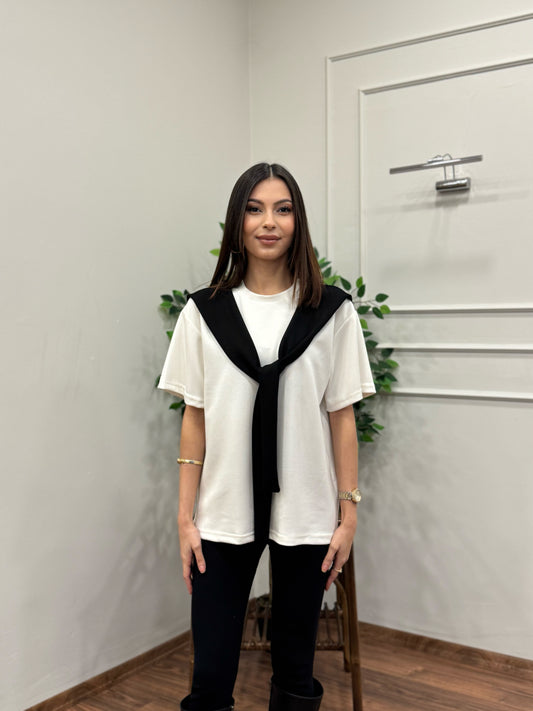 Tie Twst Model Bağlama Detay Siyah Bluz