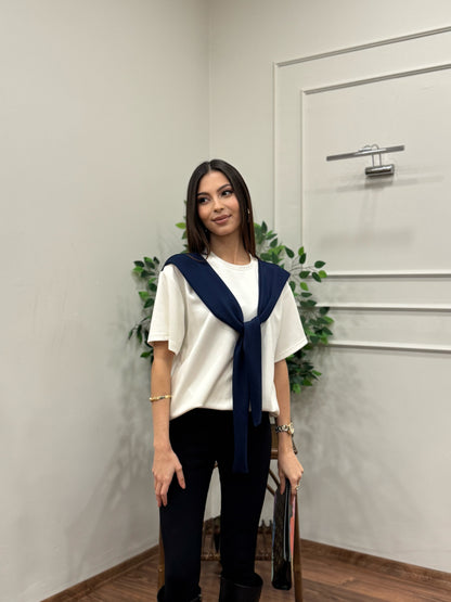 Tie Twst Model Bağlama Detay Lacivert Bluz