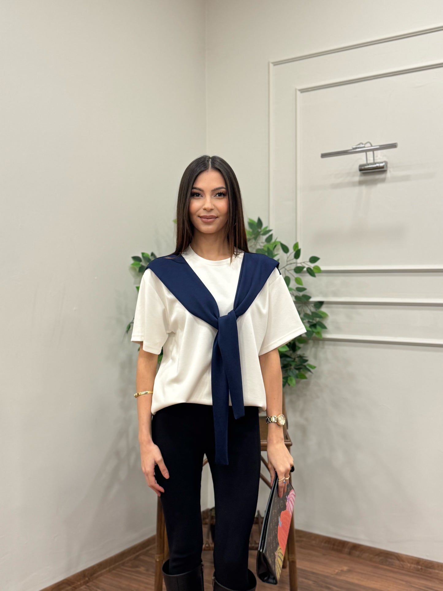 Tie Twst Model Bağlama Detay Lacivert Bluz