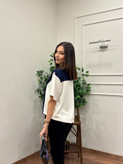 Tie Twst Model Bağlama Detay Lacivert Bluz