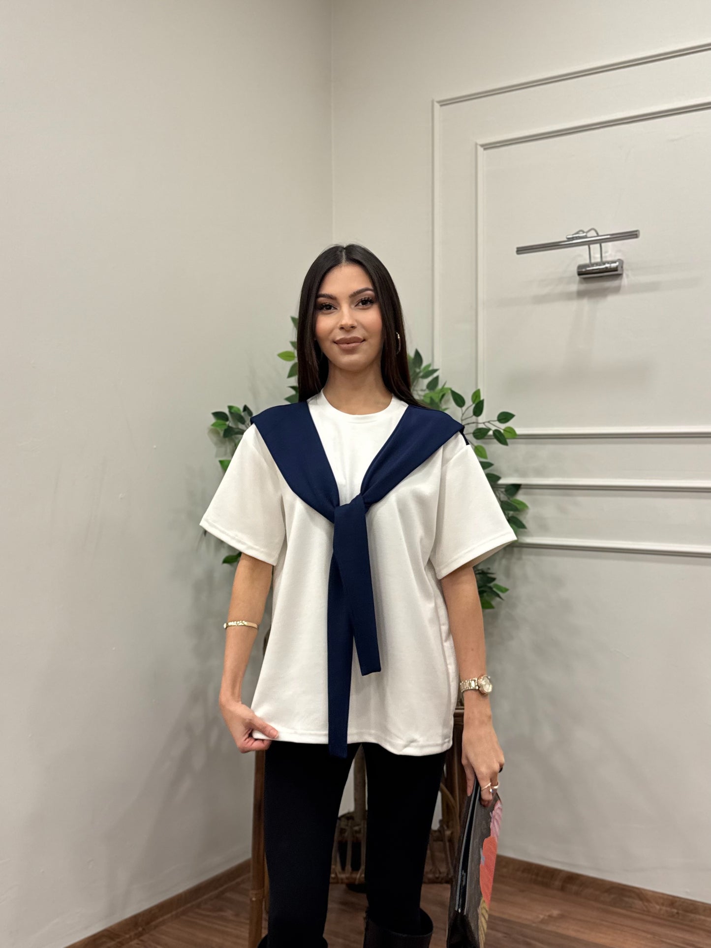 Tie Twst Model Bağlama Detay Lacivert Bluz