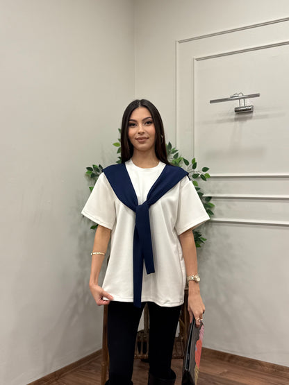 Tie Twst Model Bağlama Detay Lacivert Bluz