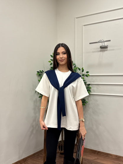 Tie Twst Model Bağlama Detay Lacivert Bluz