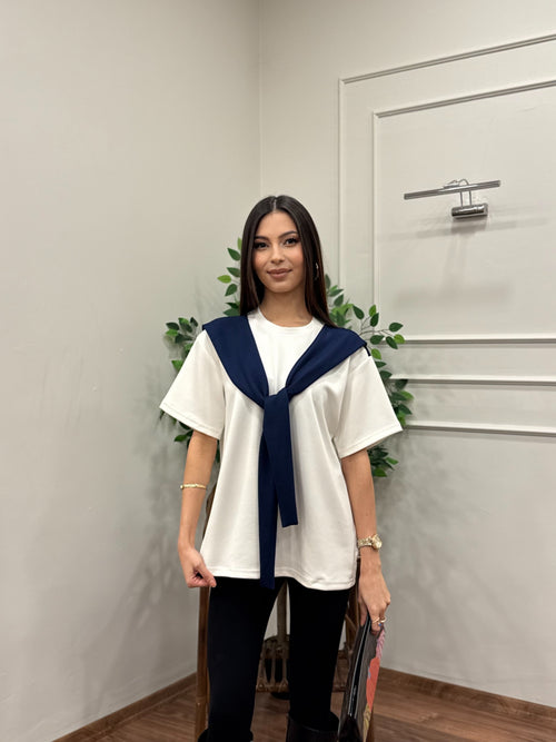 Tie Twst Model Bağlama Detay Lacivert Bluz