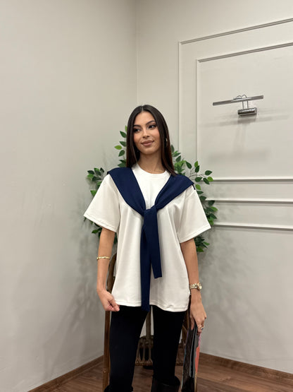 Tie Twst Model Bağlama Detay Lacivert Bluz