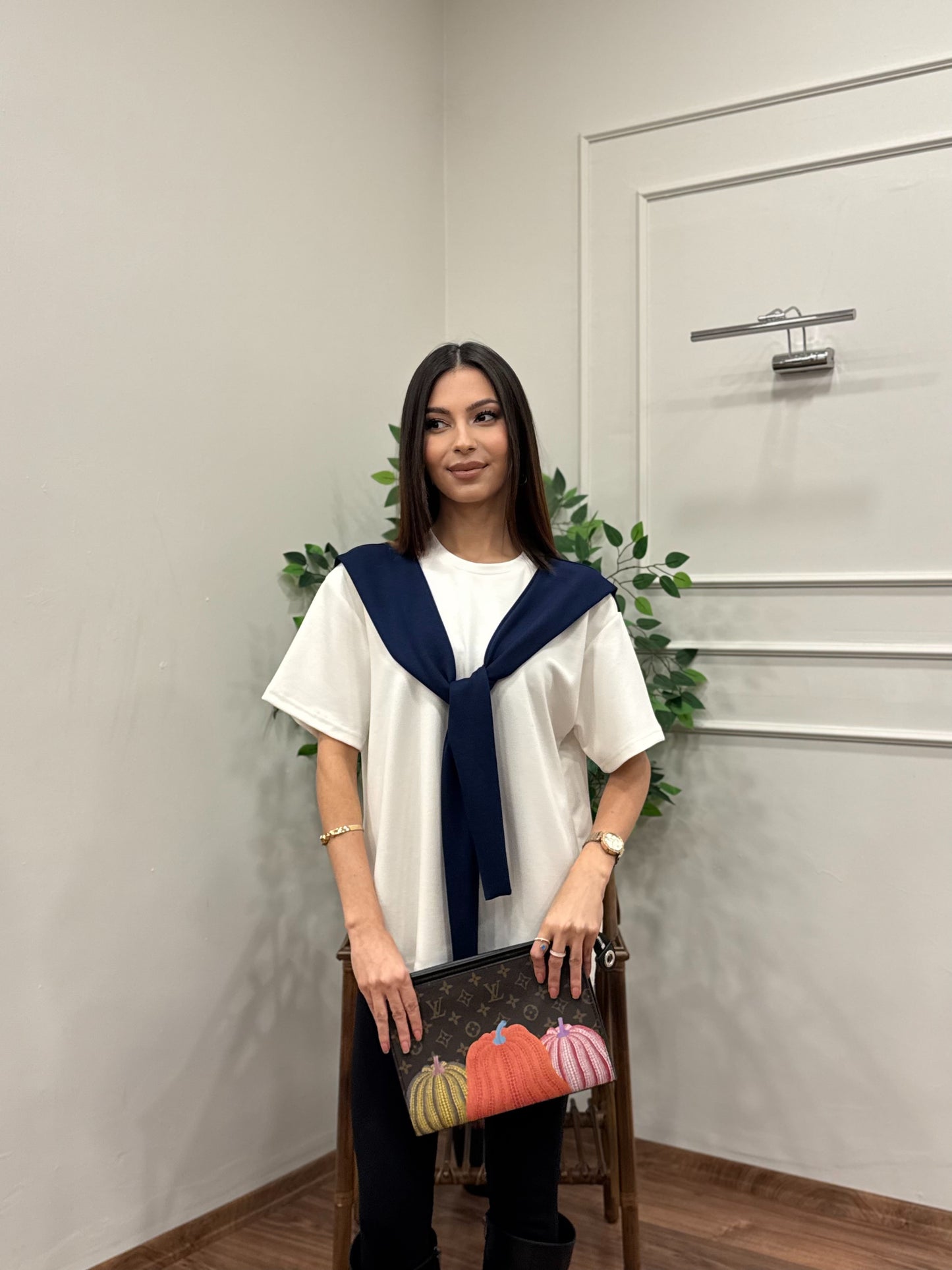 Tie Twst Model Bağlama Detay Lacivert Bluz