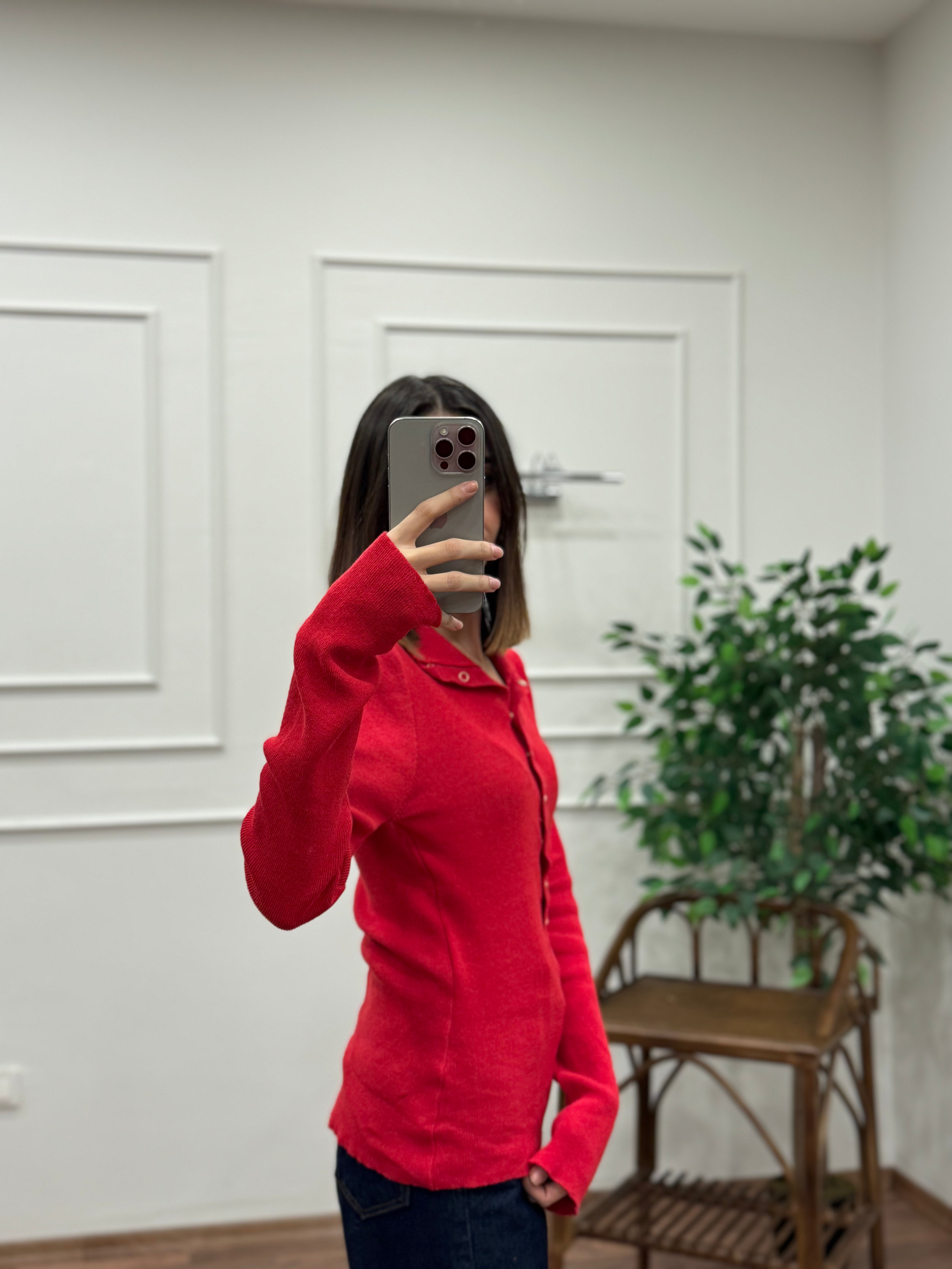 Cozy Triko Kırmızı Bluz