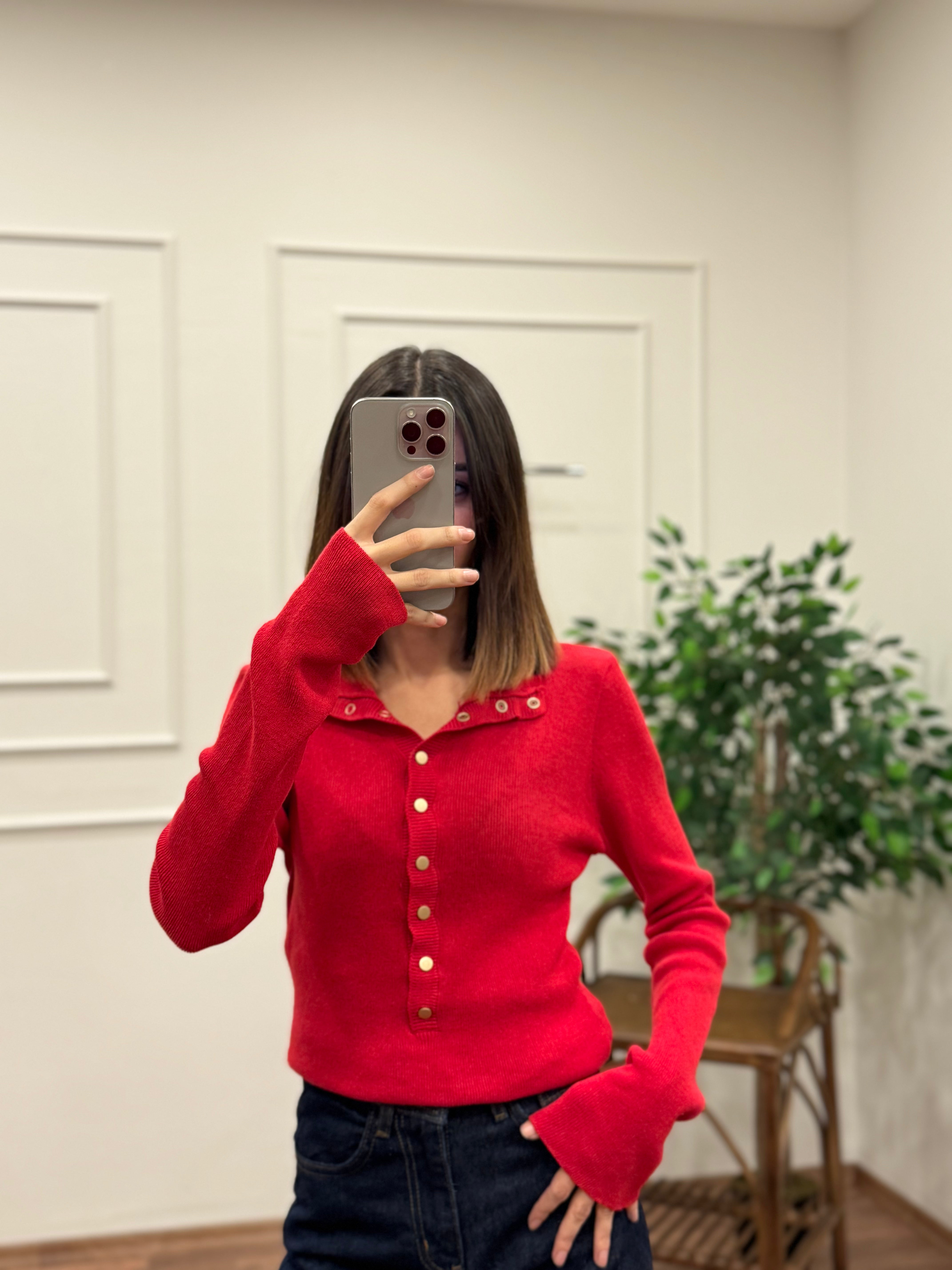 Cozy Triko Kırmızı Bluz