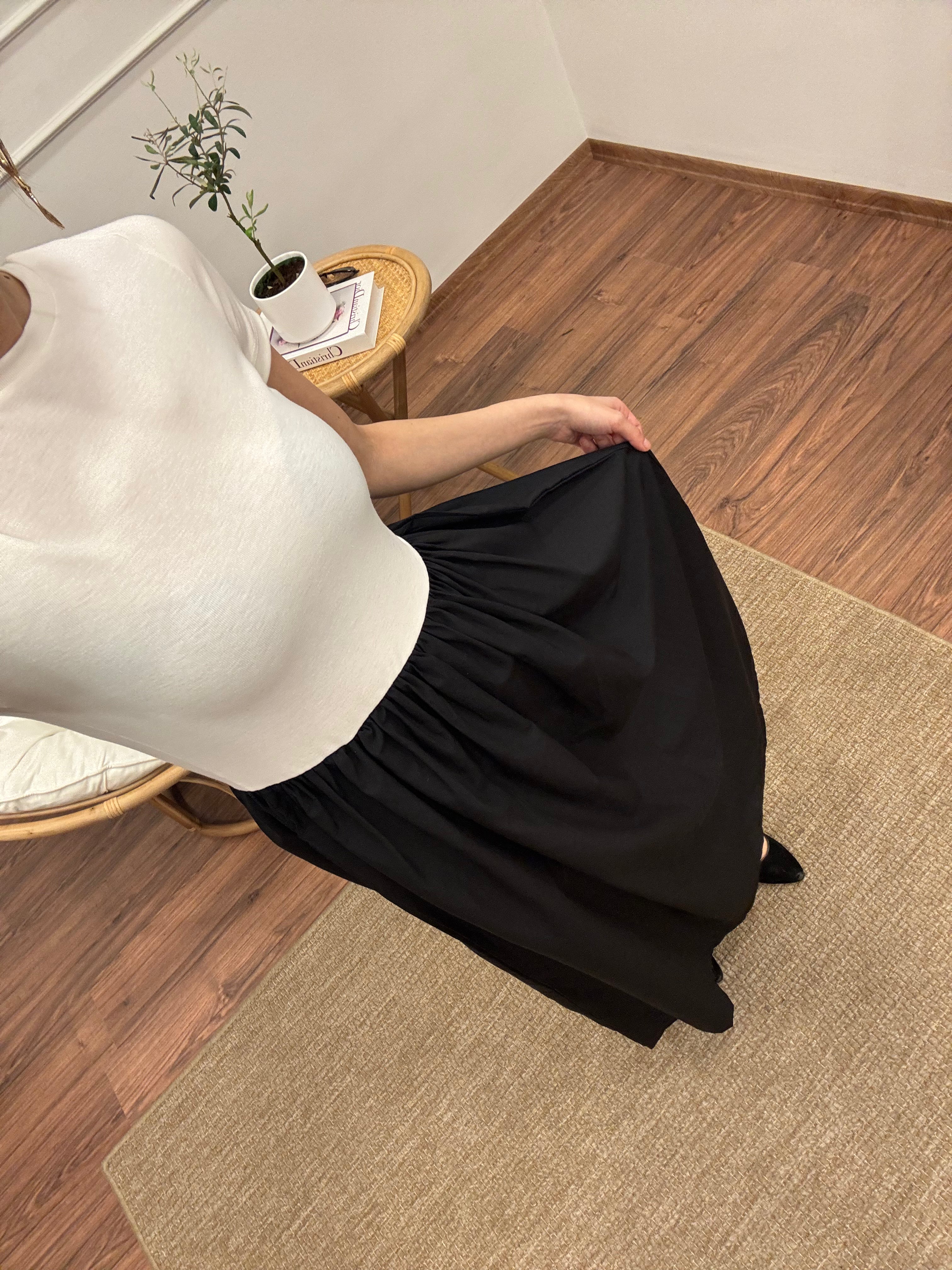 Diana Kloş Kemerli Siyah Elbise