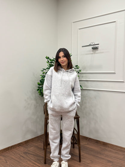 Miley Kapüşonlu Gri Eşofman Takımı