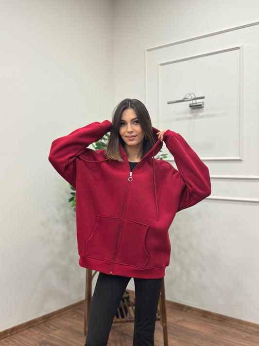 Lisa Kapüşonlu Bordo Hoodie