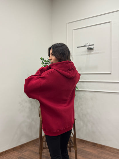Lisa Kapüşonlu Bordo Hoodie