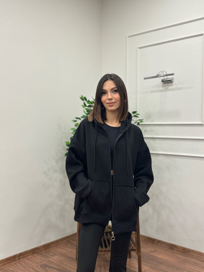 Lisa Kapüşonlu Siyah Hoodie