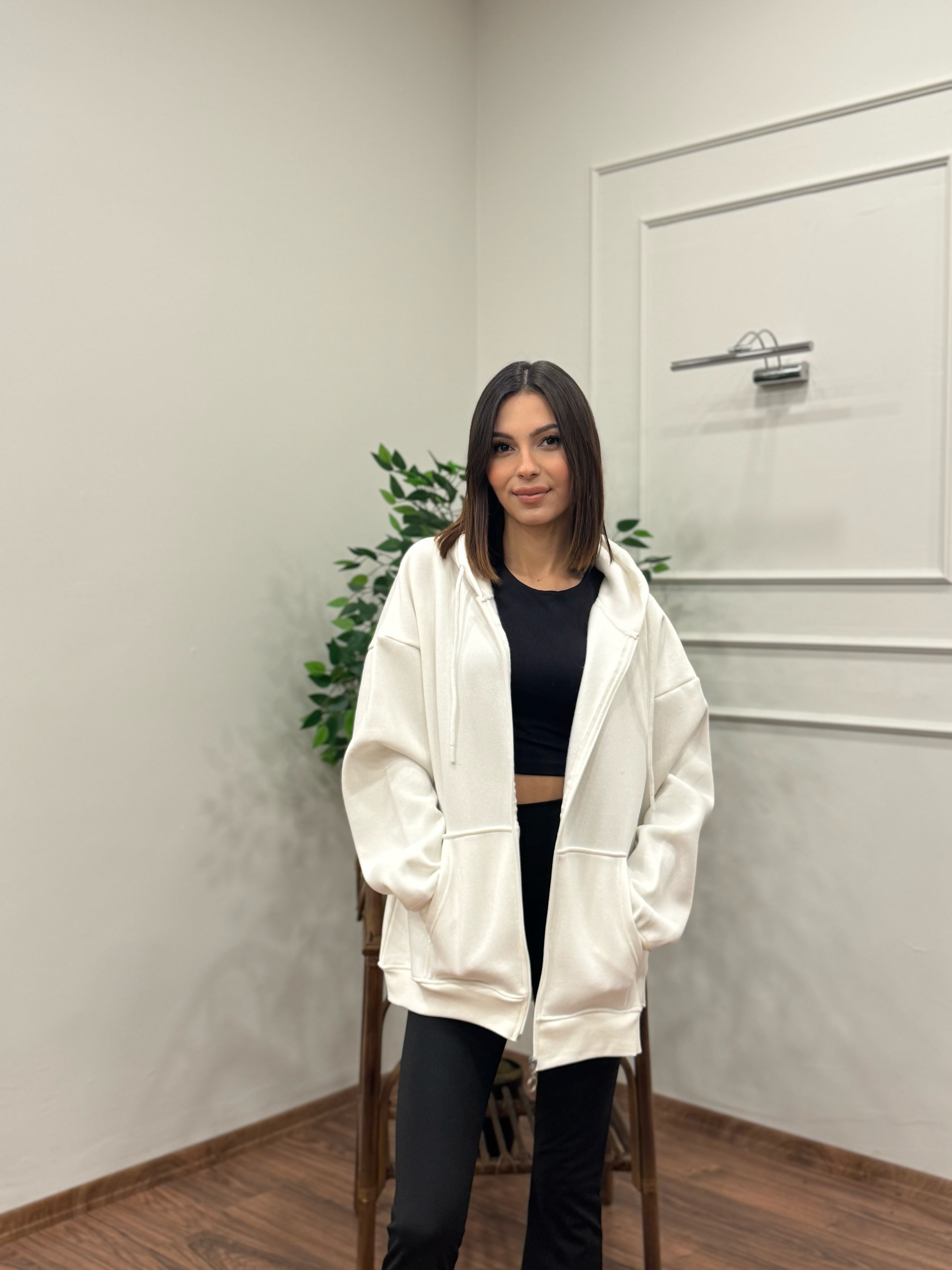 Lisa Kapüşonlu Beyaz Hoodie