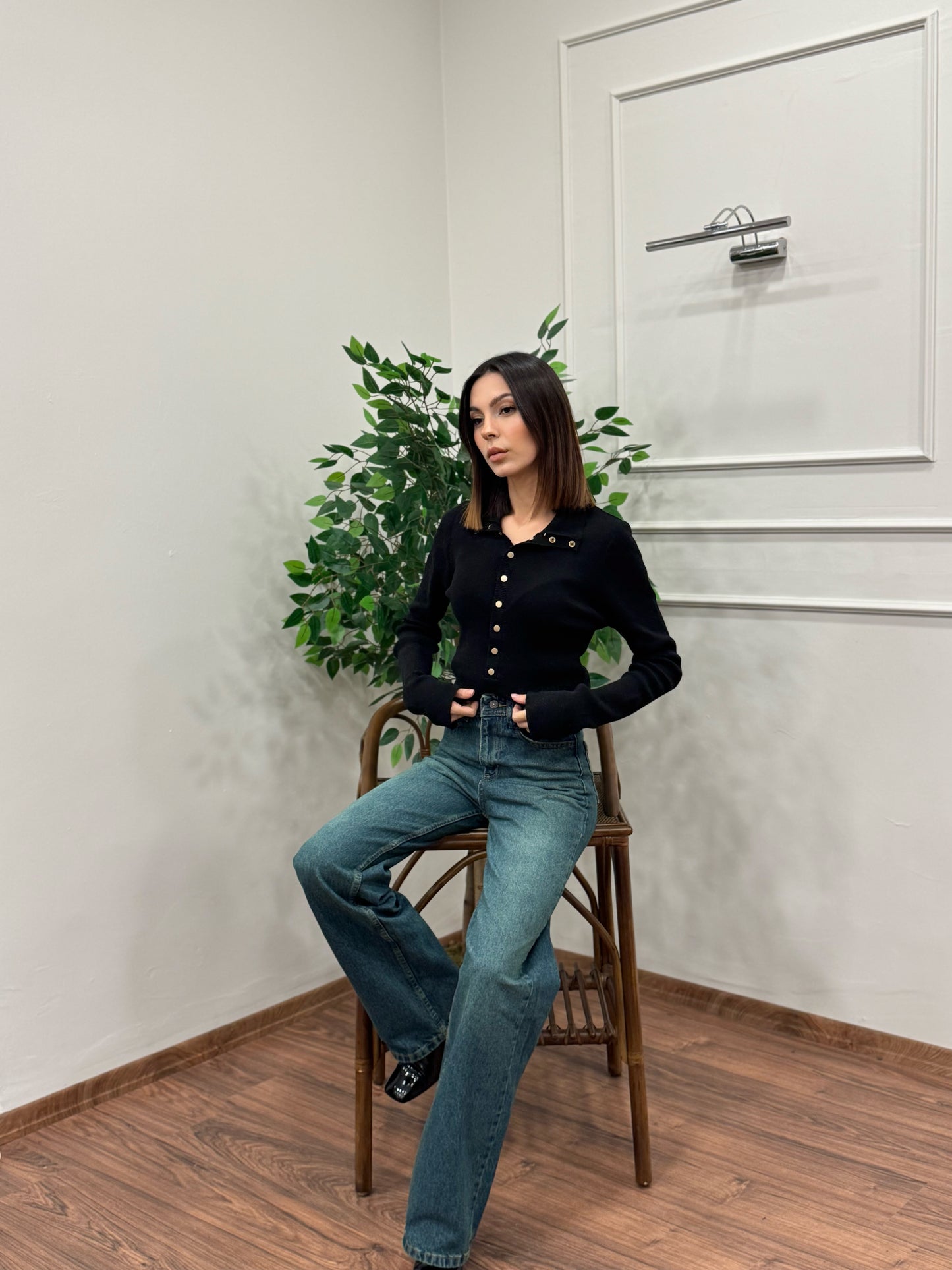 Wide Leg Yeşil Yıkamalı Jean