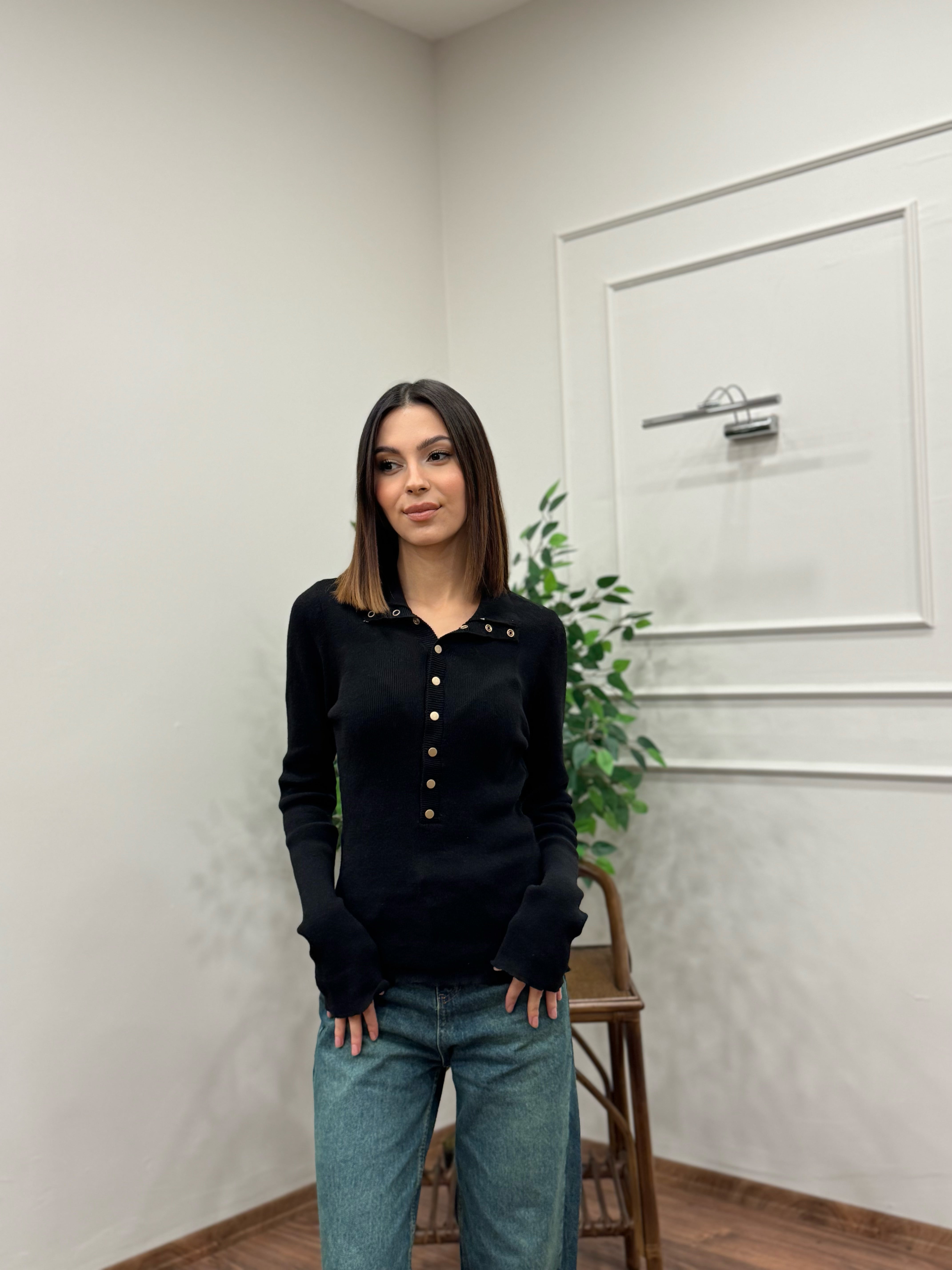 Cozy Triko Siyah Bluz