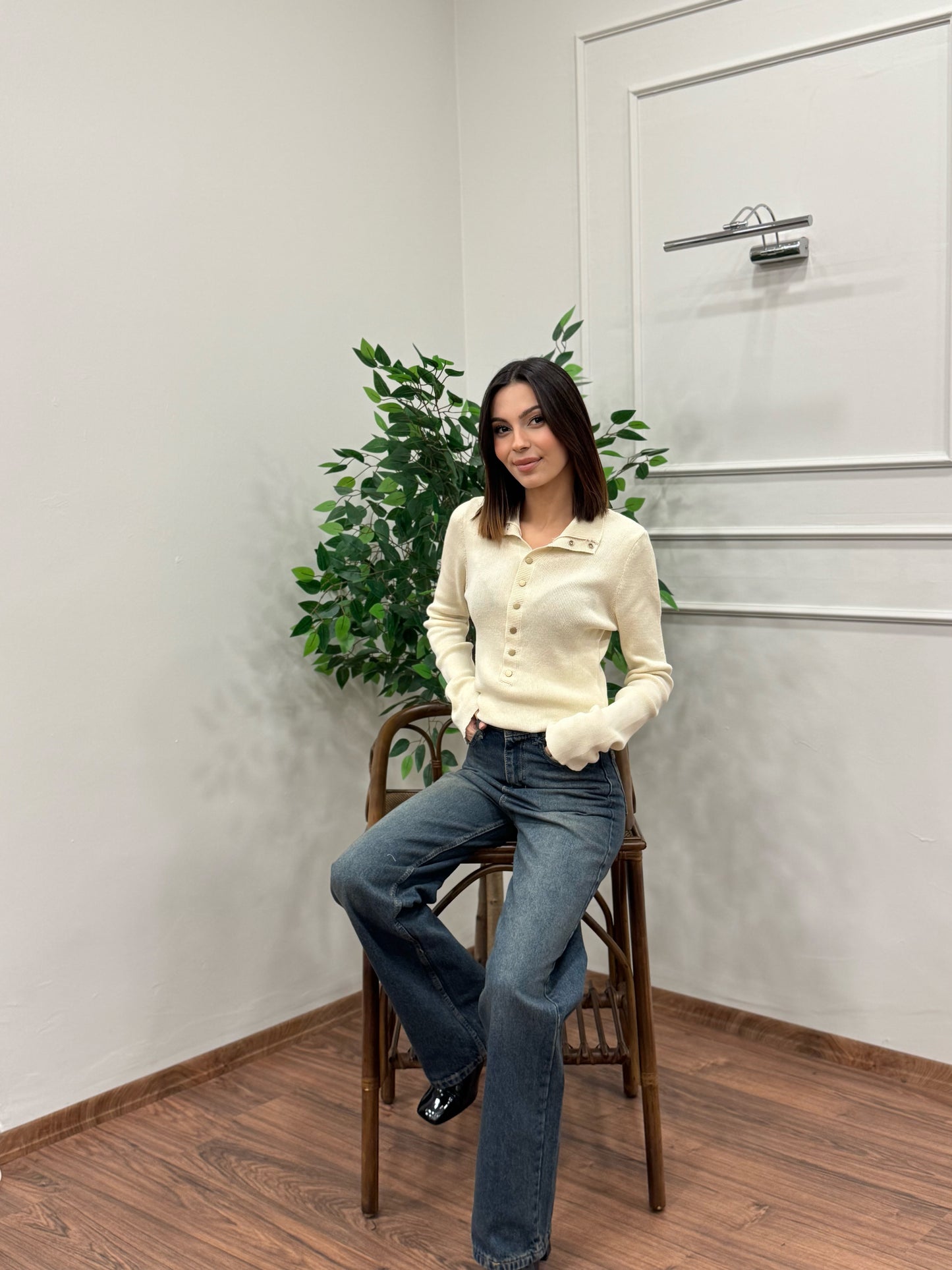 Wide Leg Kahve Yıkamalı Jean
