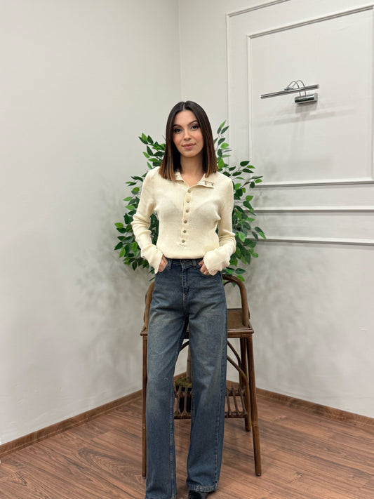 Wide Leg Kahve Yıkamalı Jean